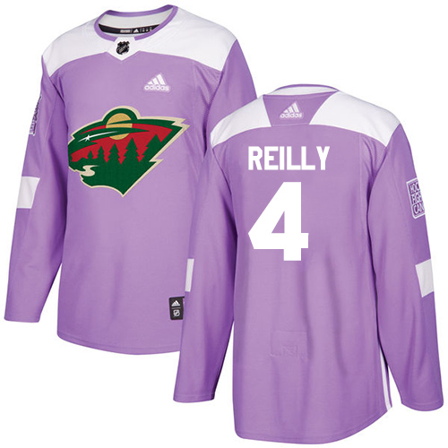 Adidas Wild #4 Mike Reilly Purple Authentic Fights Cancer Stitched Youth NHL Jersey